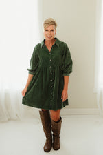 Corduroy Button Down Dress