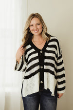 Stripe Buttoned Cardigan