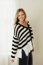 Stripe Buttoned Cardigan