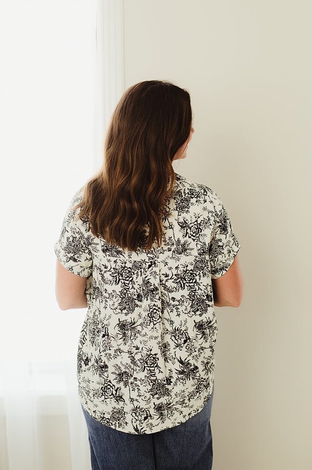 Collared Floral Print Top