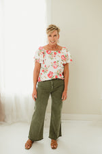 Double Ruffle Floral Top