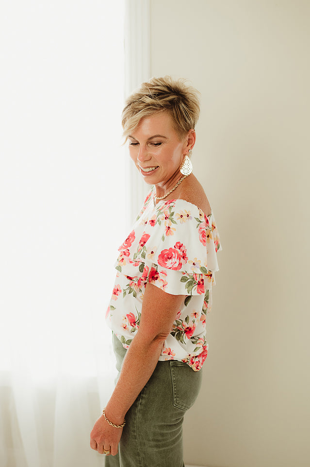 Double Ruffle Floral Top