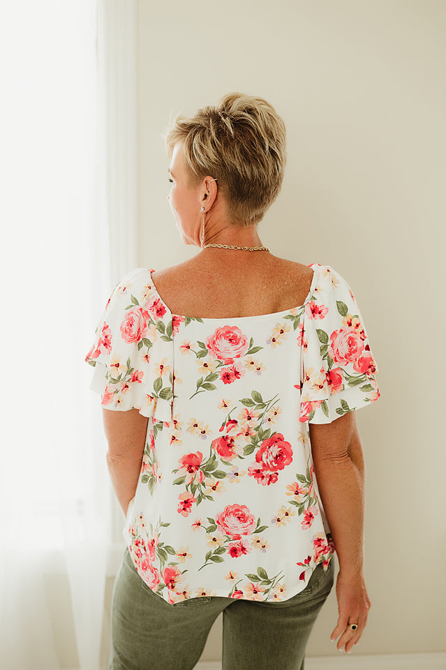 Double Ruffle Floral Top