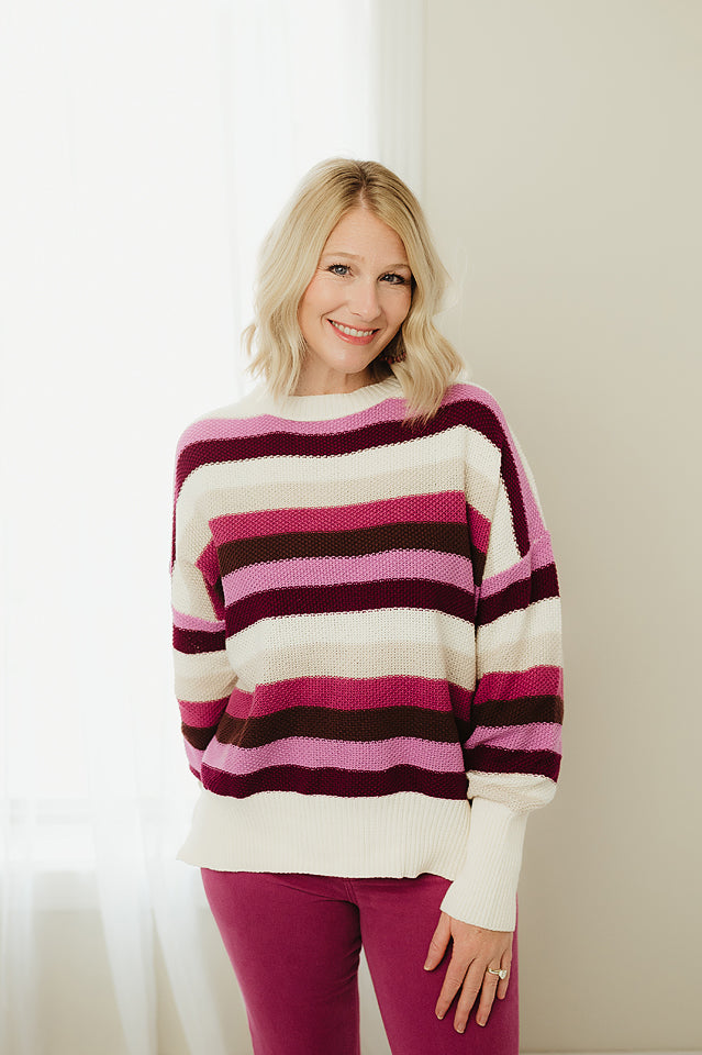 Mauve Mix Striped Sweater