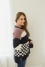 Check Stripe Mixed Sweater