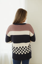 Check Stripe Mixed Sweater