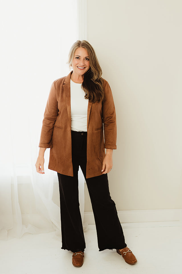 Suede Long Blazer