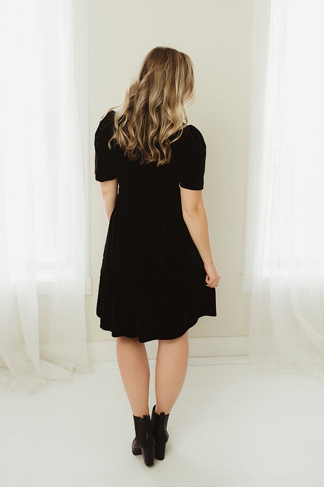 Velvet Pintuck Dress