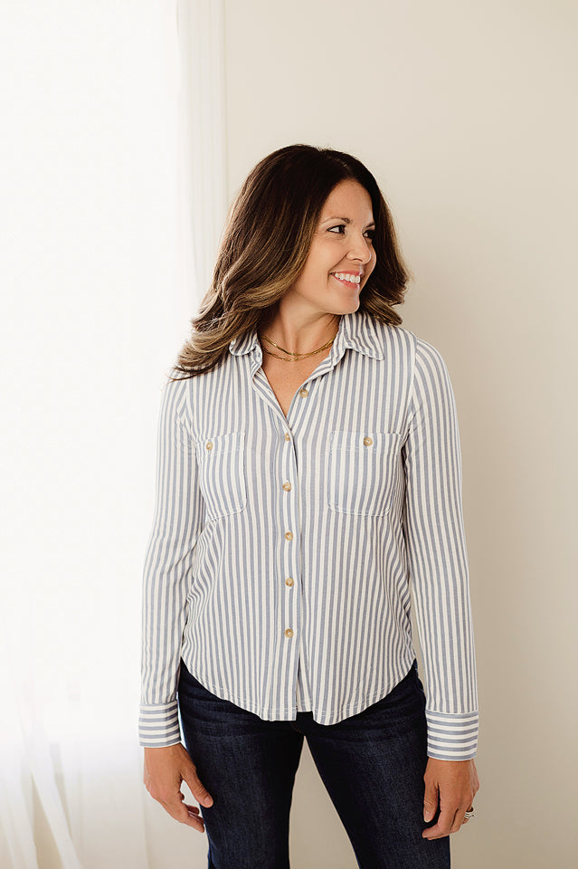 Stripe Collared Button Down