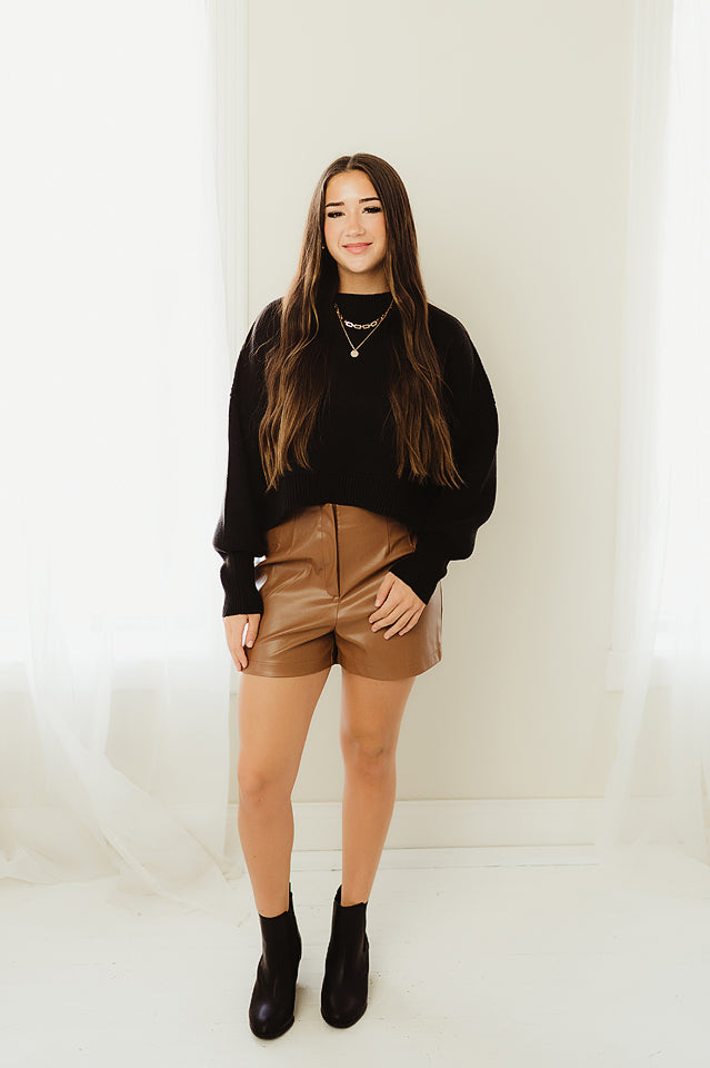 Pleather Darted Shorts