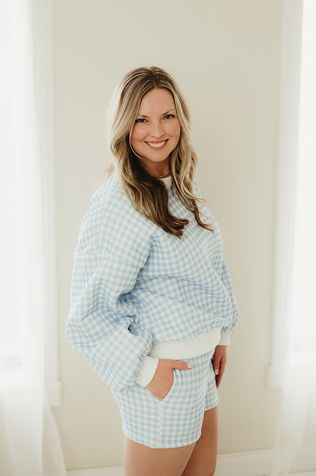 Blue Gingham Lounge Set
