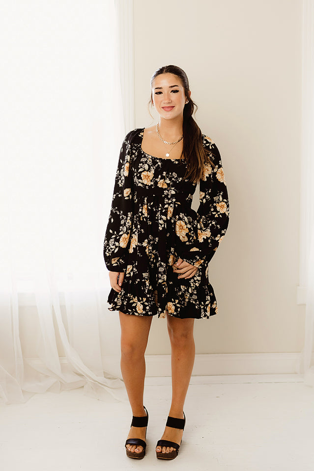 Floral Tie Mini Dress