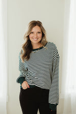 Stripe Loose Drop Shoulder