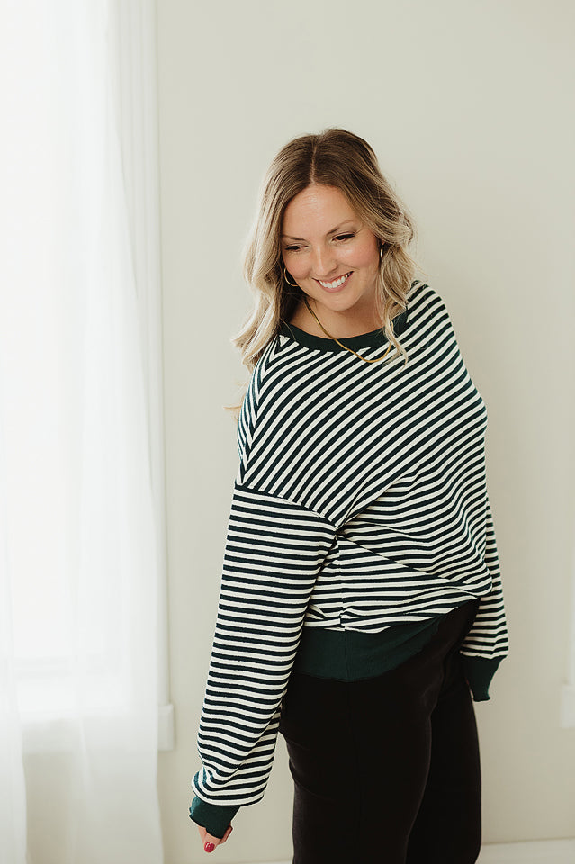 Stripe Loose Drop Shoulder