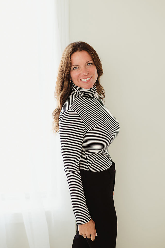 Polished Striped Turtleneck