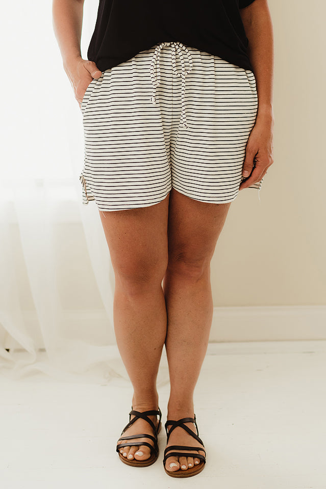 Striped Side Slit Shorts