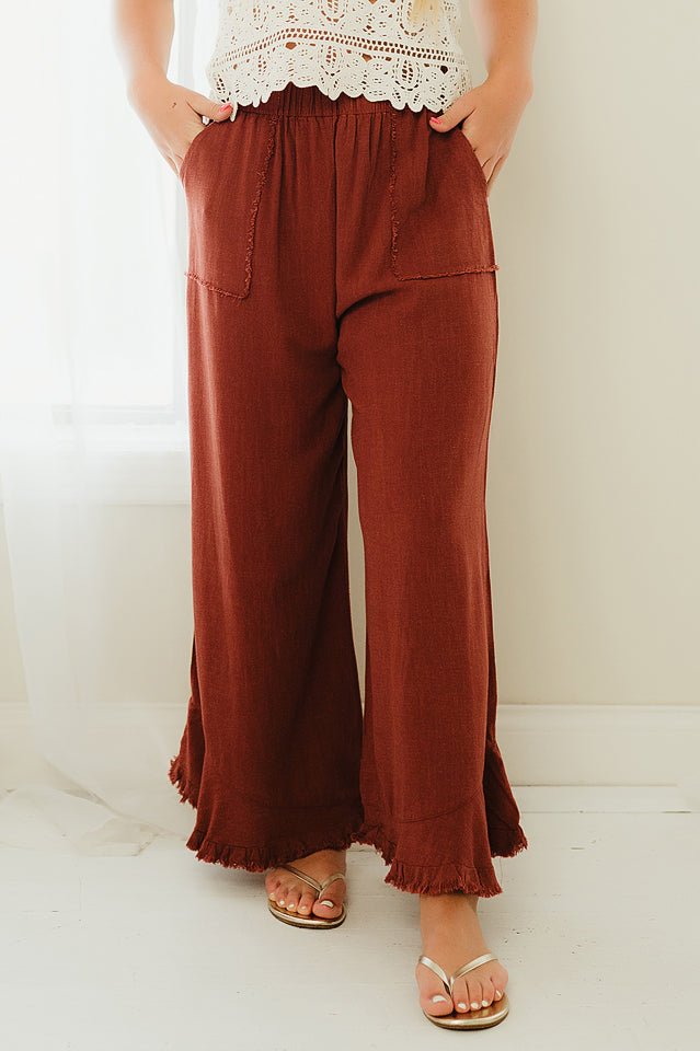 Linen Frayed Pants