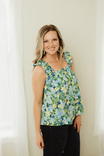 Watercolor Floral Ruched Tank