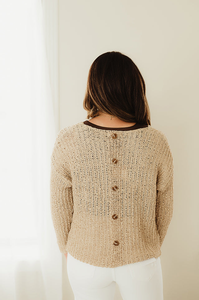Back Buttoned Knit Pullover