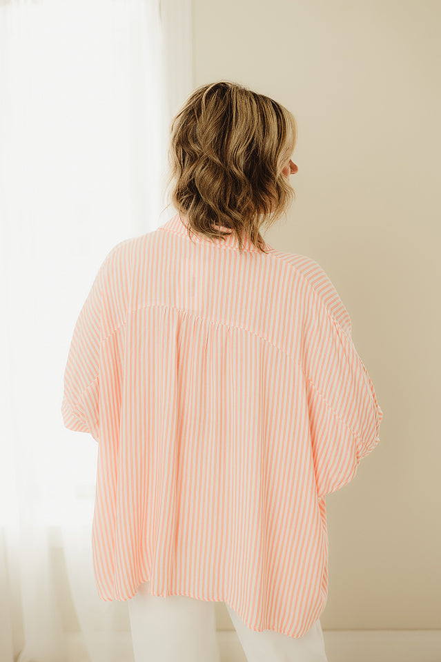 Oversized Striped Button Up Shirt