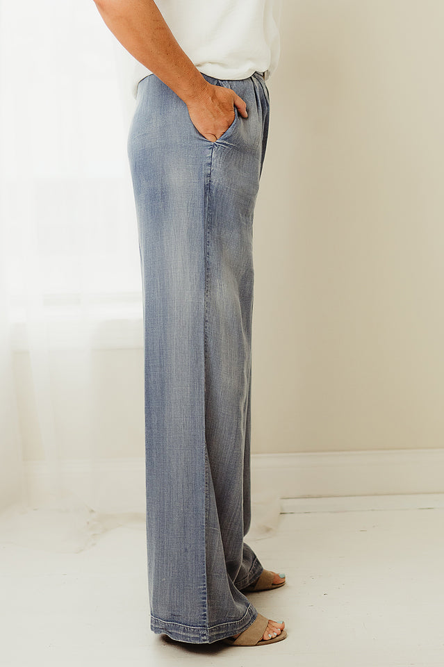 Washed Chambray Pants