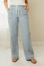 High Rise Straight Pull On Jeans