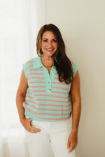 Striped Half Buttoned Top