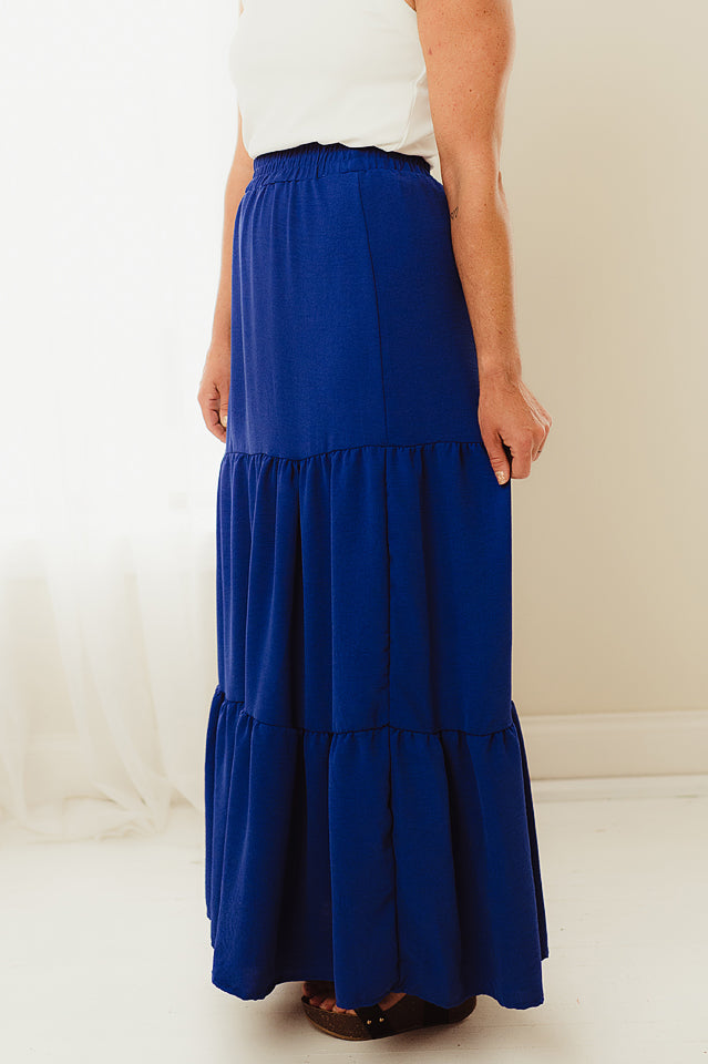 Solid Tiered Maxi Skirt