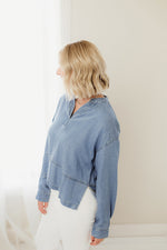 Denim Split Neck