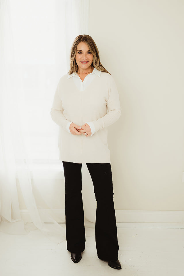 Relaxed Fit V Neck Sweater