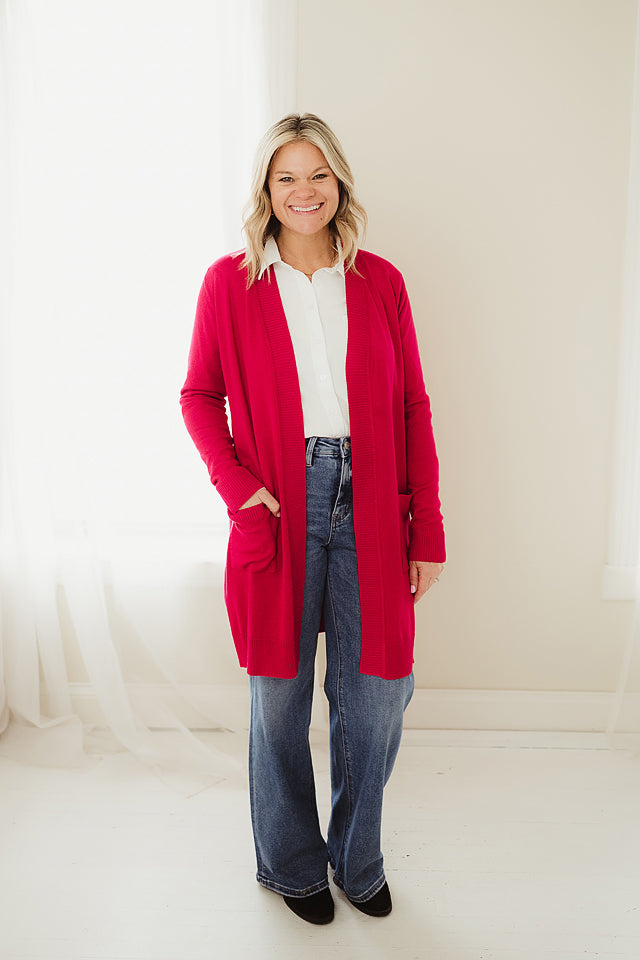 Rib Open Tunic Sweater Cardigan