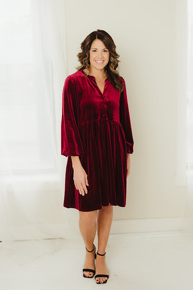 Luxe Velvet Baby Doll Dress