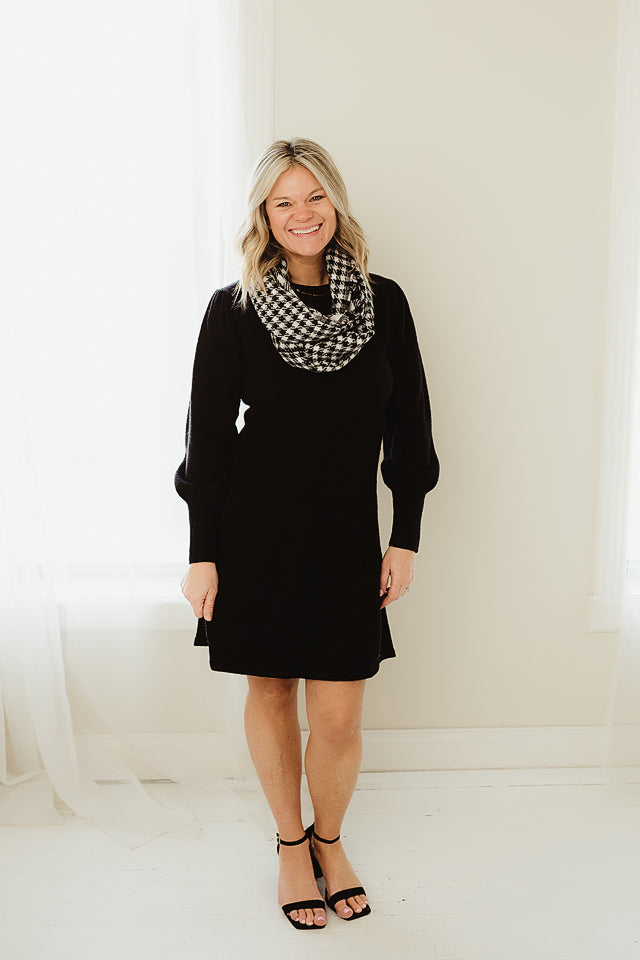Puff & Flare Sweater Dress Black / M
