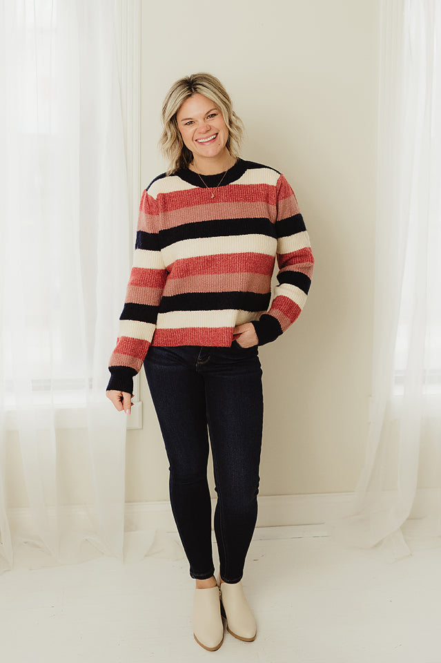 Boxy Fit Striped Pullover Sweater