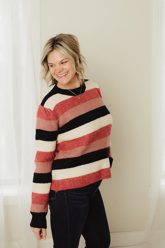 Boxy Fit Striped Pullover Sweater
