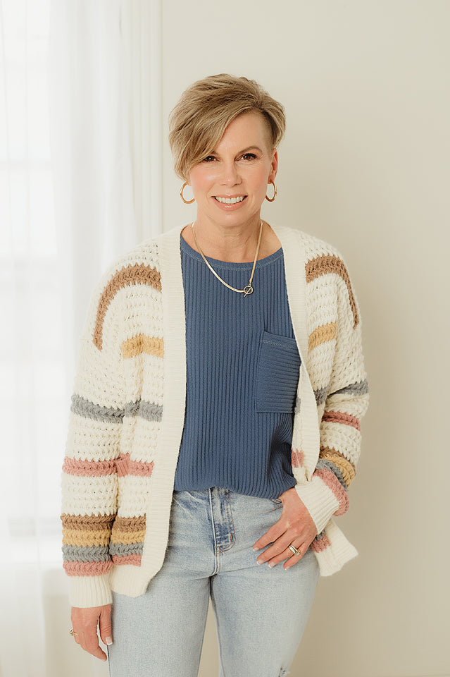 Multi Color Stripe Sweater Cardigan