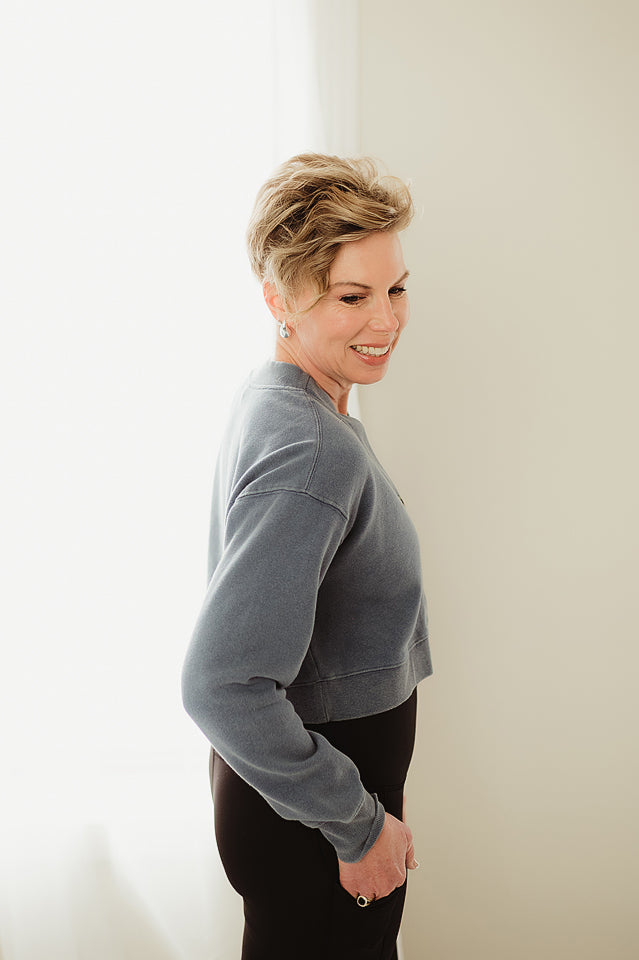 Washed Terry Cropped Cardigan