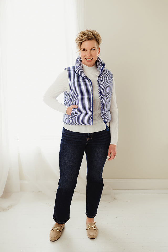 Gingham Puffer Vest