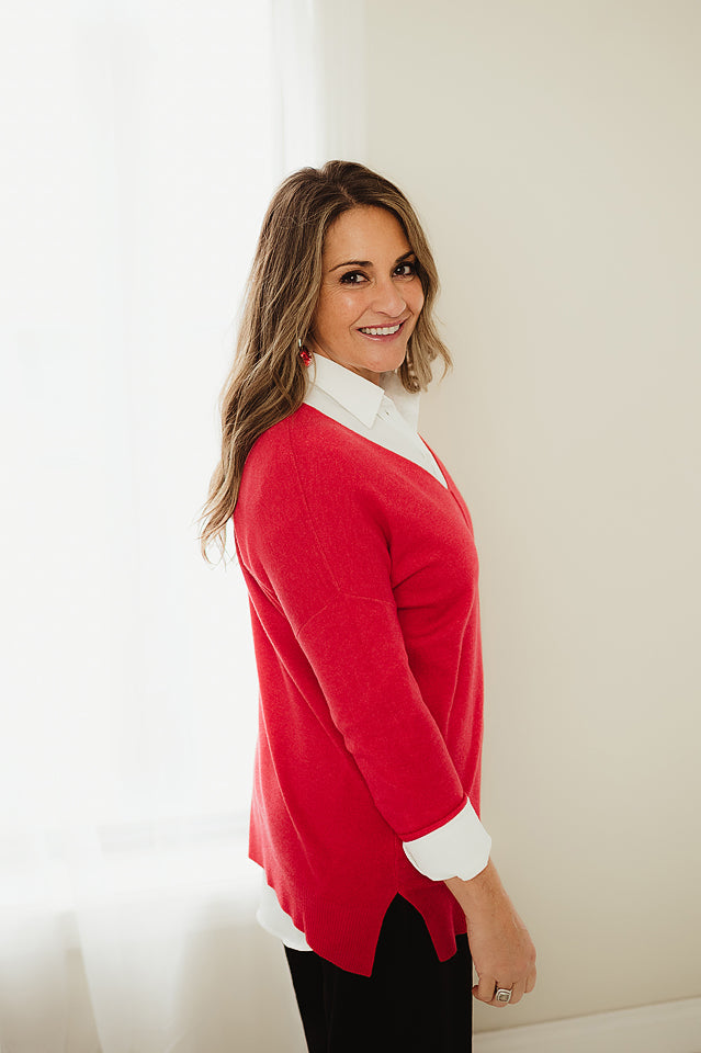 Relaxed Fit V Neck Sweater