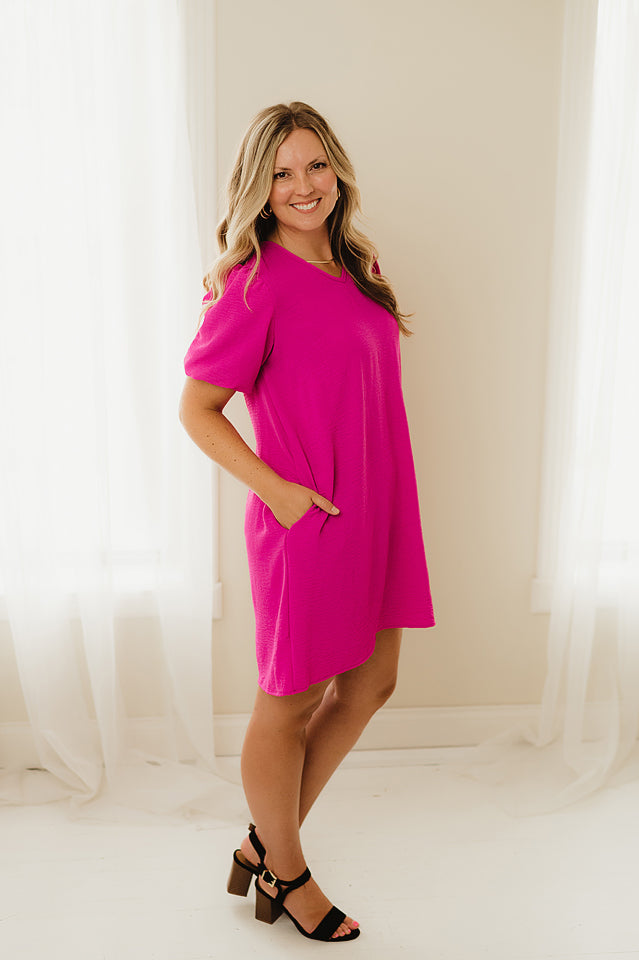 Bubble Sleeve Shift Dress