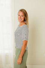 Casual Short Sleeve Stripe Top