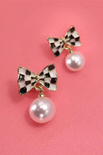 Pearl Checker Earrings