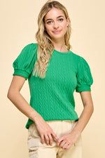 Cable Puff Sleeve Top