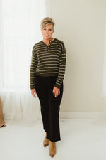 Buttoned Stripe Sweater