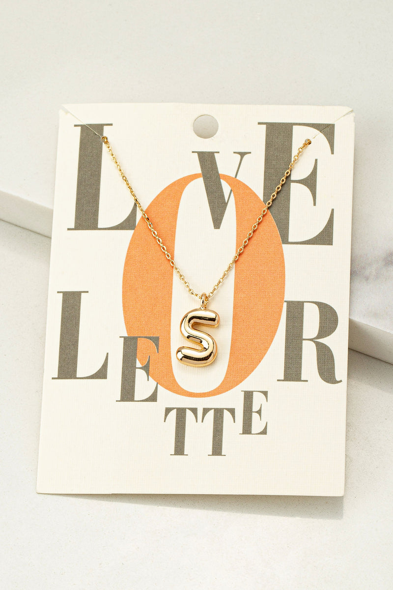 Puffy Initial Necklace