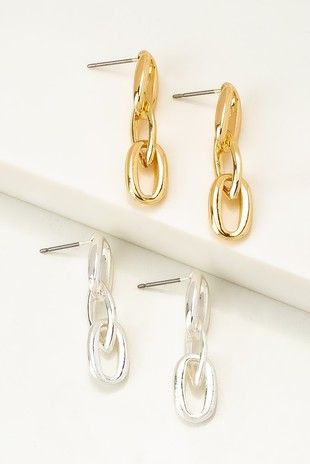 Triple Link Earrings