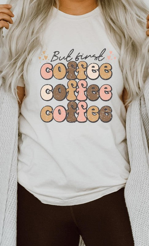 But First Coffee Hearts Detail PLUS Graphic Tee