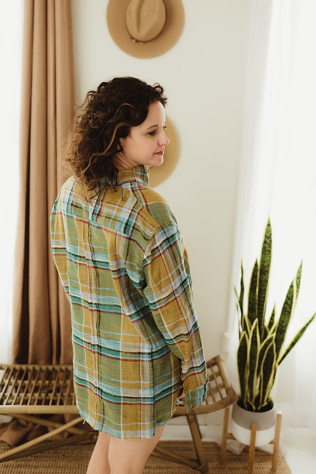 Distressed Button Down