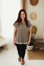Striped Frayed Top
