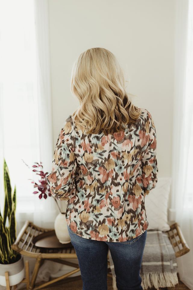 Print Ruffle Blouse